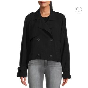 LAUNDRY by‎ Shelli Segal Black Notch Epaulet Coat NWT Sz XS / Small